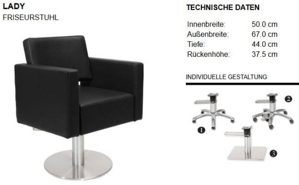 Stuhl Lady mit Tellerfuß Quadratisch
