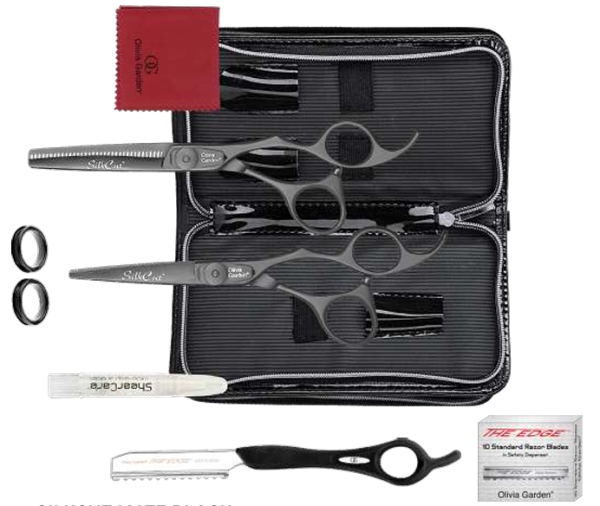 O.Garden Scherenset Silk Cut black RH+Messer+Kl