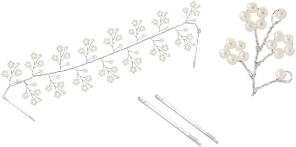 Haarkamm mit Perlenblumen und Klemmen