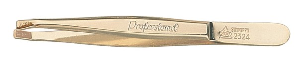 Erbe Pinzette Profi gekröpft vergoldet 9cm