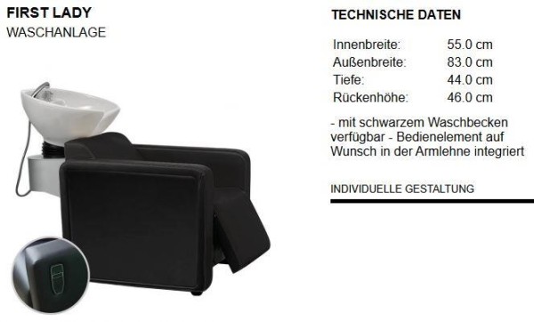 Waschanlage First Lady, Becken Schwarz