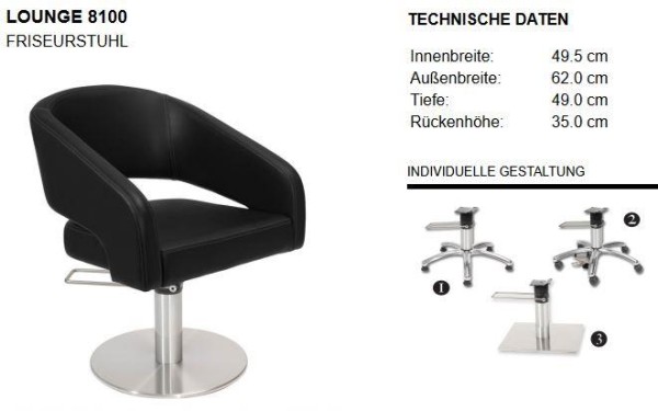Stuhl Lounge 8100 mit Fußkreuz und Gleiter
