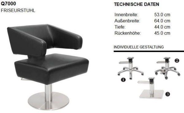 Stuhl Q7000B mit Tellerfuß Quadratisch