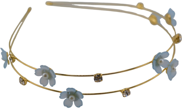 Haarreif mit Blüte blau auf gold